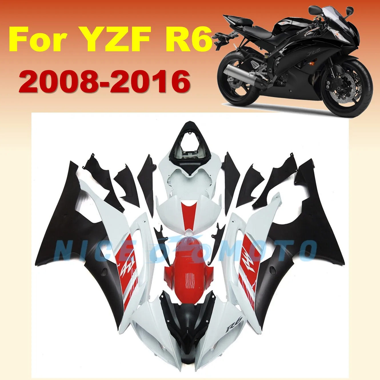 ZXMT Fairing Kit for 2008-2016 YAMAHA YZFR6 Fairing YZF-R6 09 10 11 12 13 14 15 16  Bike ABS Plastic Body Complete Frame