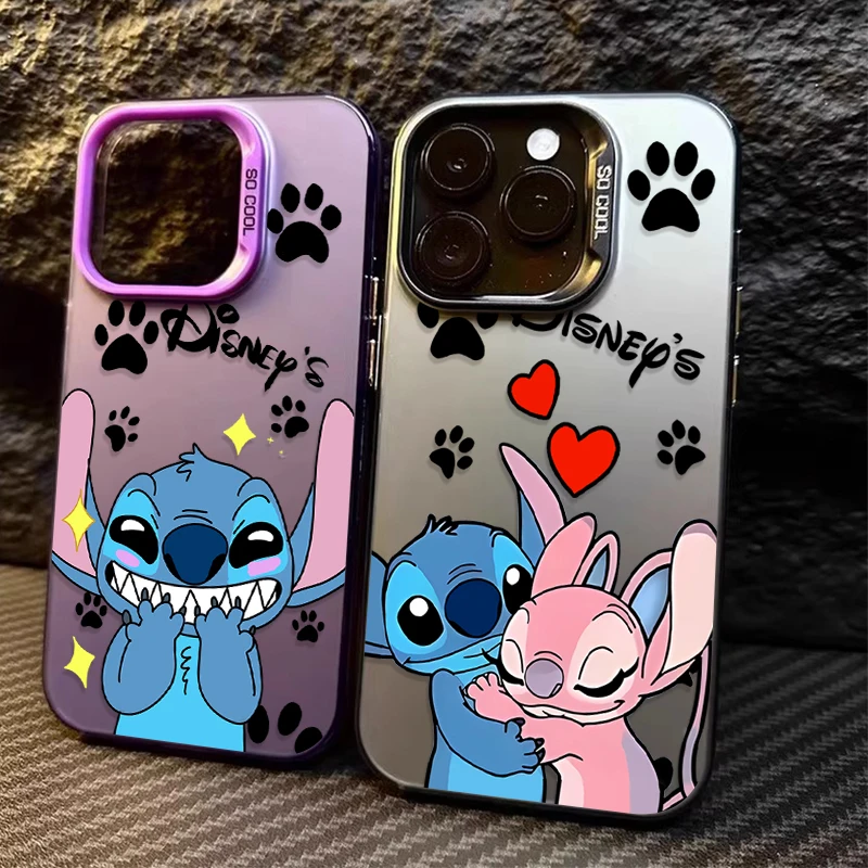 Disney Stitch Cartoon Couple Plating Case for iPhone 17 Air 
