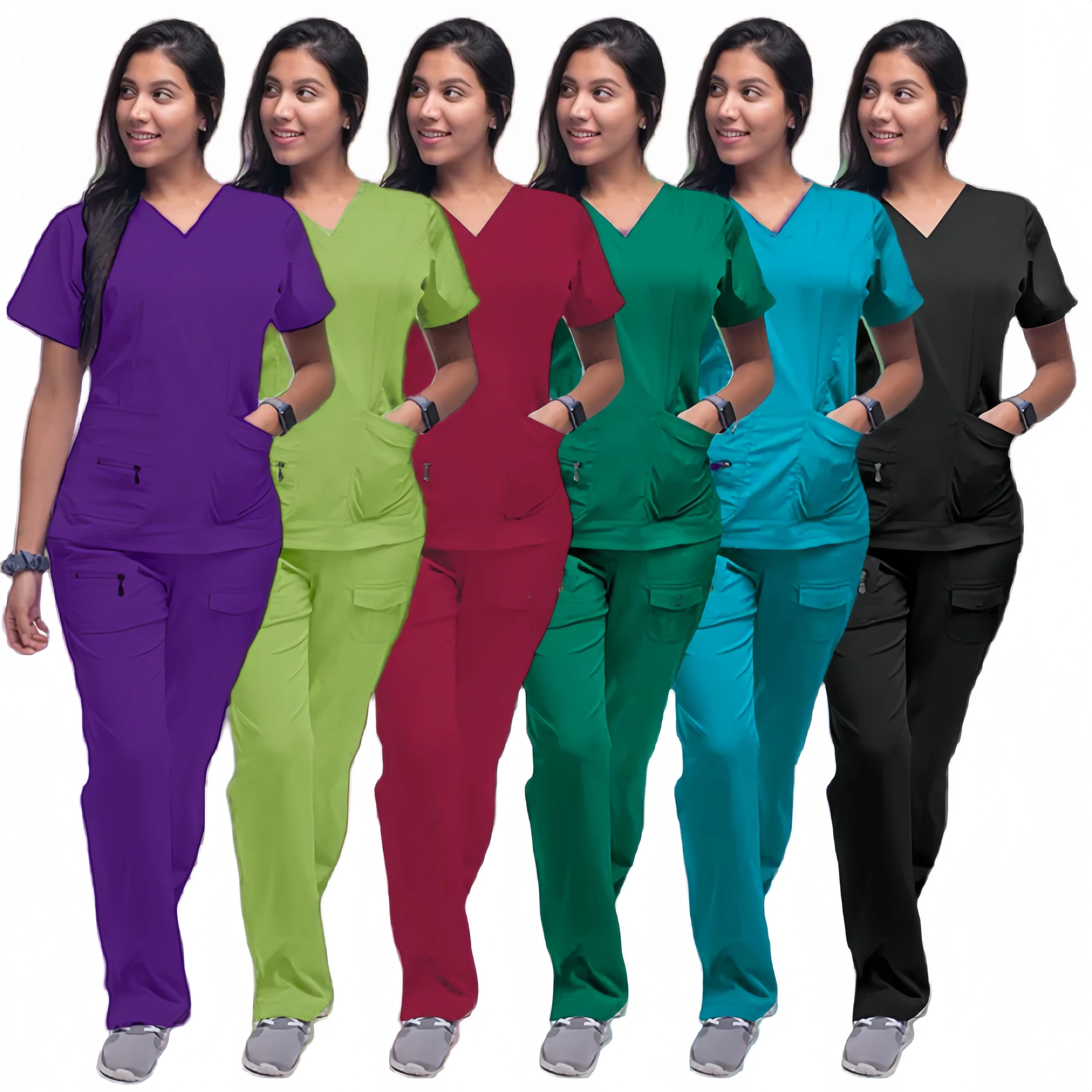 Anti Wrinkle Breathable Hospital Scrubs Uniform Suits Easy-wash Medical Scrub Vendors Surgical Uniform Scrub Suits for Women