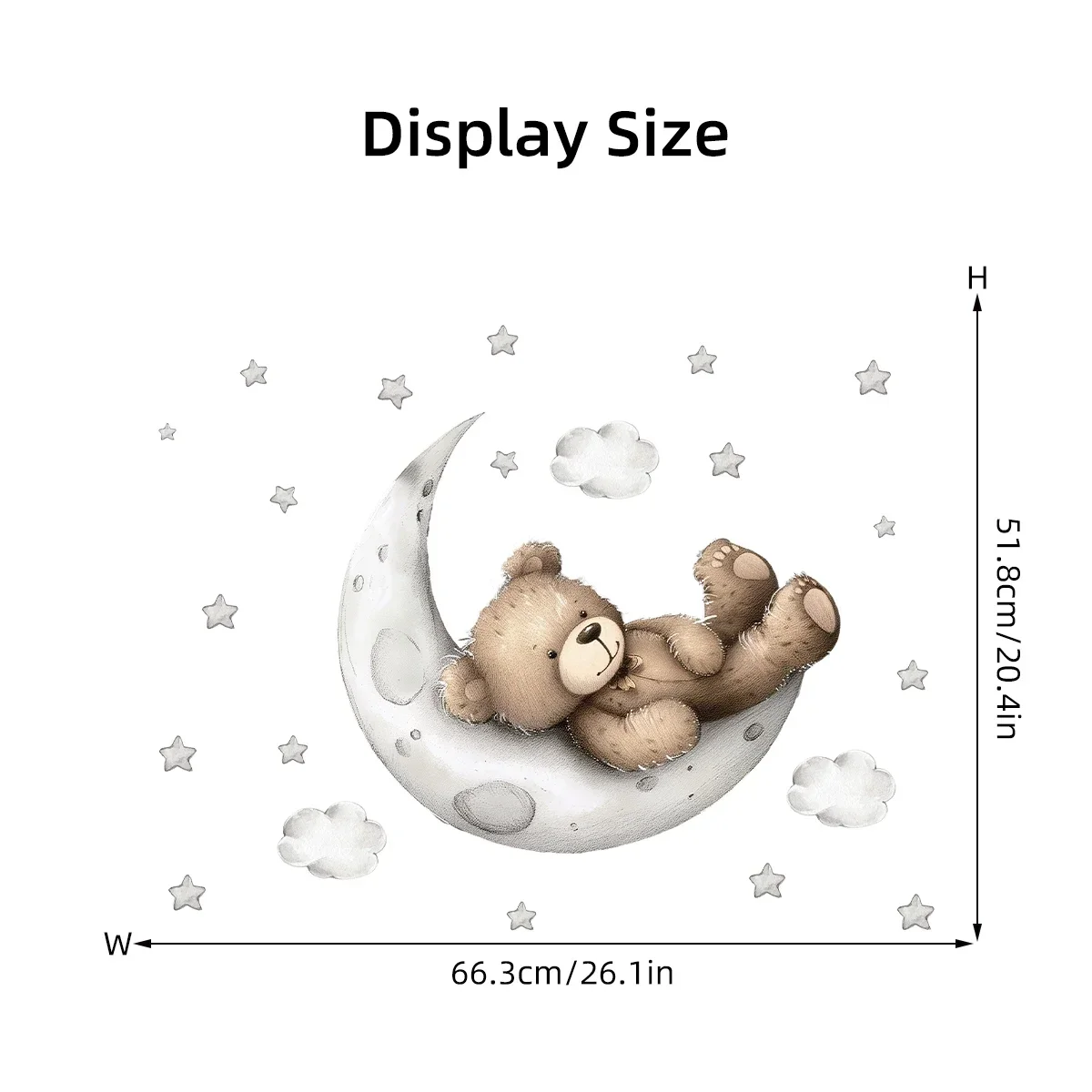 1Pc Cartoon Star Moon Sleep Bear Adesivo da parete per articoli decorativi per la camera da letto Soggiorno Decorazioni per la camera dei bambini