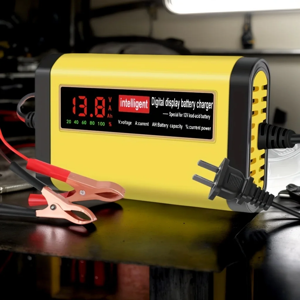 

​ ​ Автомобильное зарядное устройство, 1 шт., полностью автоматическое 3-ступенчатое свинцово-кислотное AGM GEL 2A, интеллектуальная быстрая зарядка ​ ​