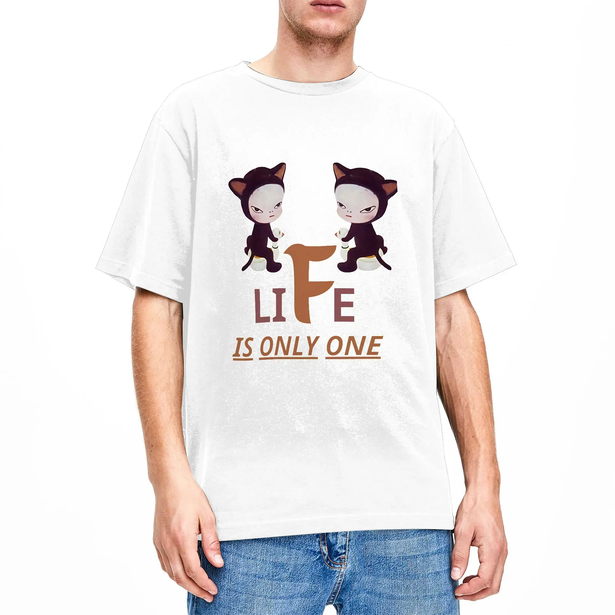 Yoshitomo Nara T-Shirt Summer Life Is Only One Harajuku T-Shirts Cotton Crew Neck Plus Size Top Tees Short-Sleeve Vintage Tshirt