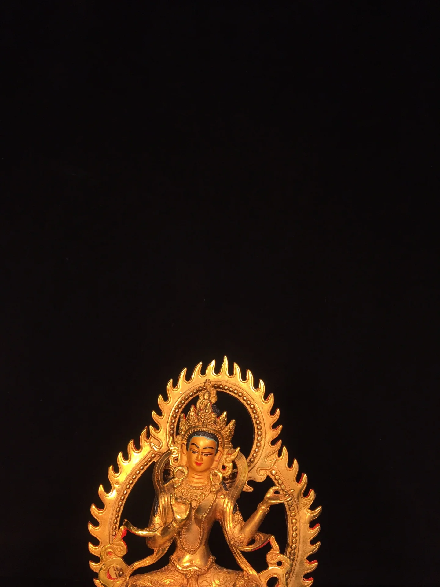 Gilded copper painting of Marici, exquisite craftsmanship, with thick patina,Free shipping