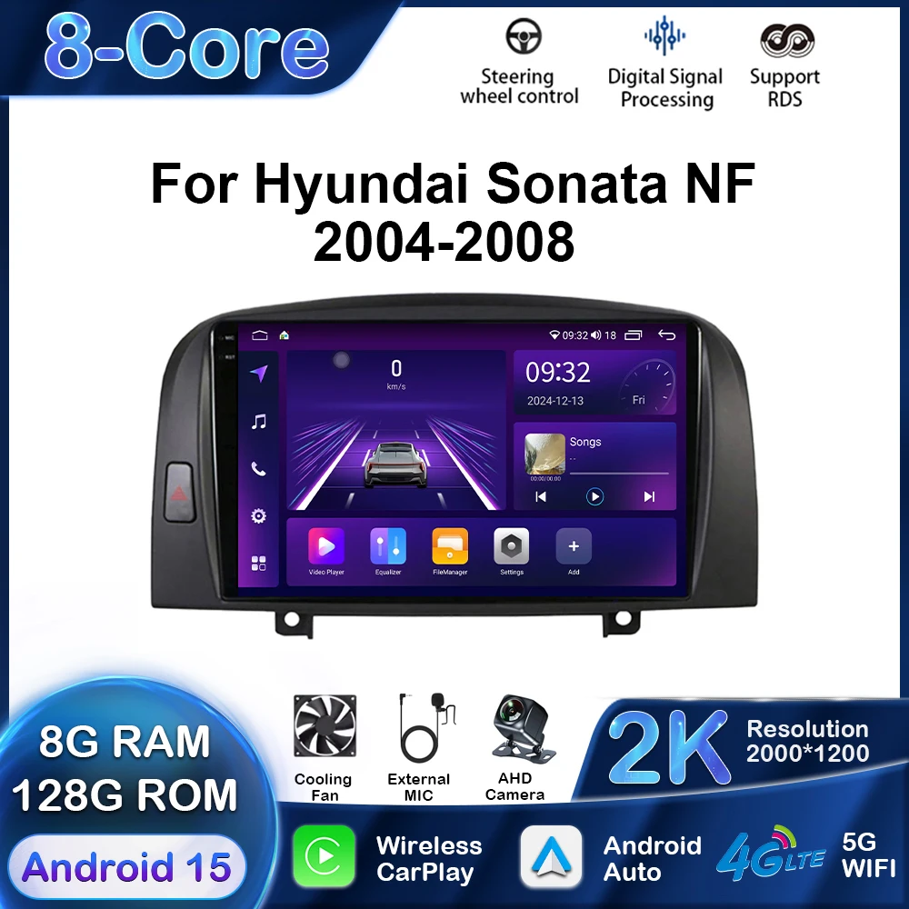 

9-дюймовый Android автомобильный радиоприемник мультимедийный плеер для Hyundai Sonata NF 2004-2008 GPS-навигация Carplay авто стерео монитор экран