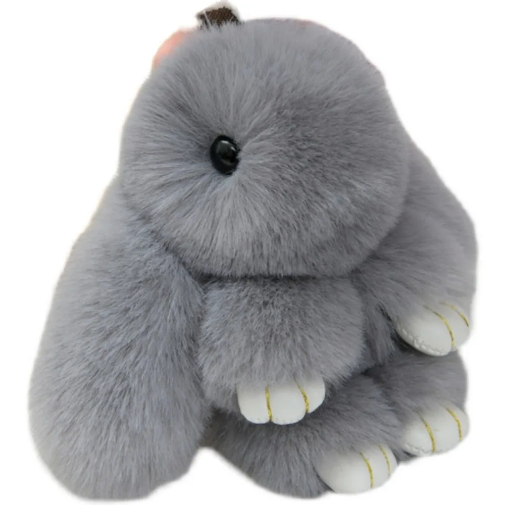 Cute Artificial Rabbit Fur Bunny Keychain Fluffy Pompon Rabbit Key Chain Trinket Bag Pendant Gifts