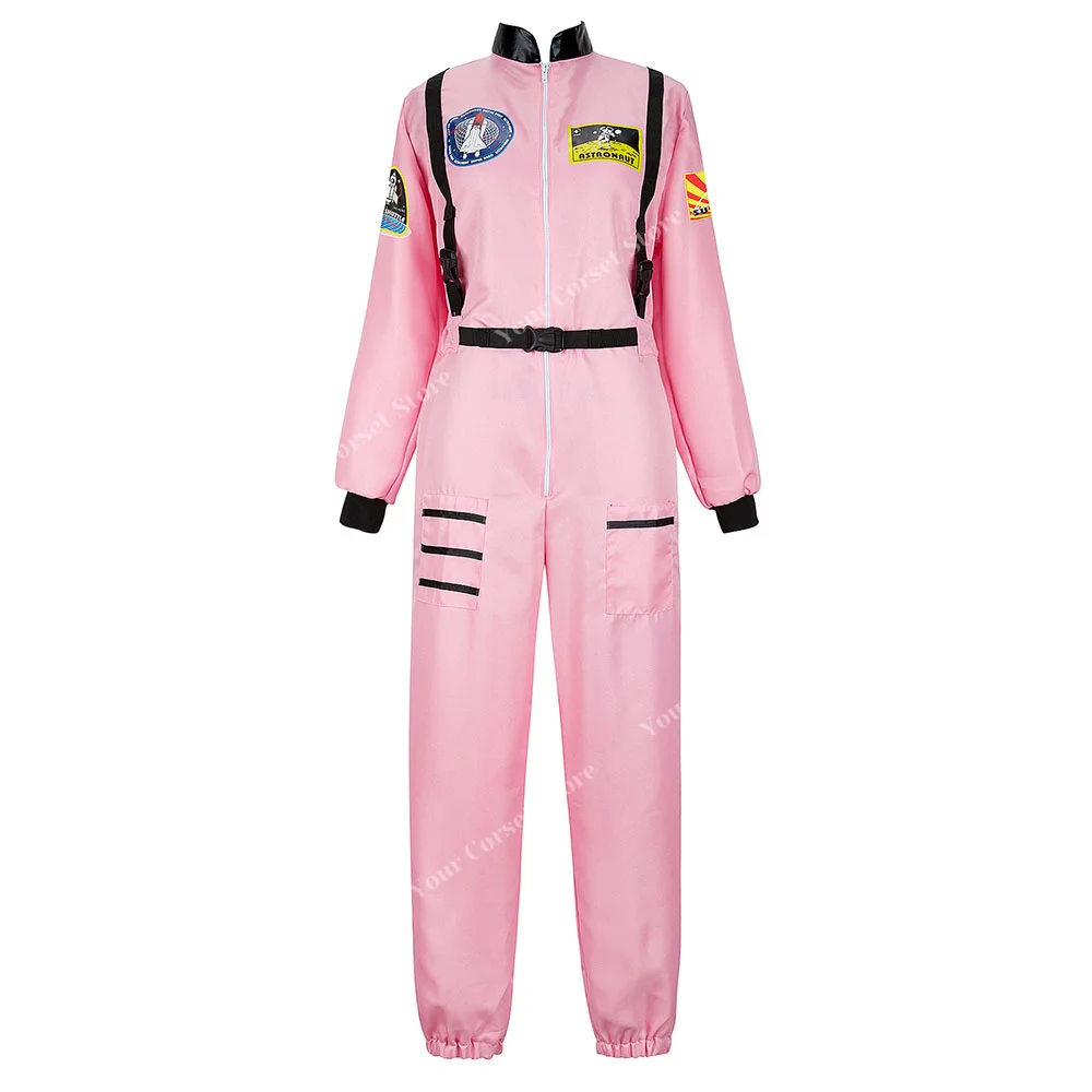 Traje de astronauta feminino traje de espaço adulto terno para mulher rosa trajes de vôo feminino traje de halloween para adultos astronauta