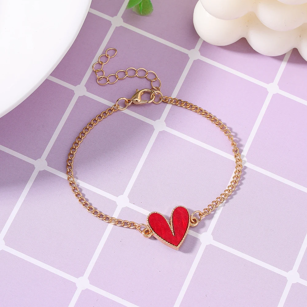 Aihua 10 Farben Modisches Neues Design Vergoldetes Herz-Armband für Frauen und Mädchen Süße Herz-Schmuckgeschenke – Detail 8