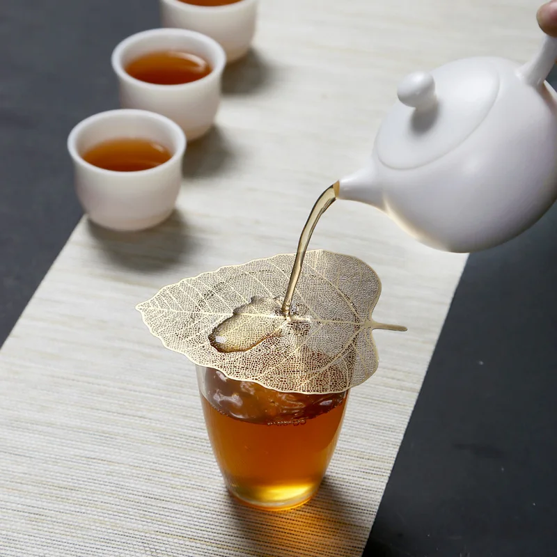 1Pc Elegant Bodhi Leaf Tea Leak Filter Kung Fu Tea Leaf Shape 304 Stainless Steel Tea Set Accessories Personality Creativity