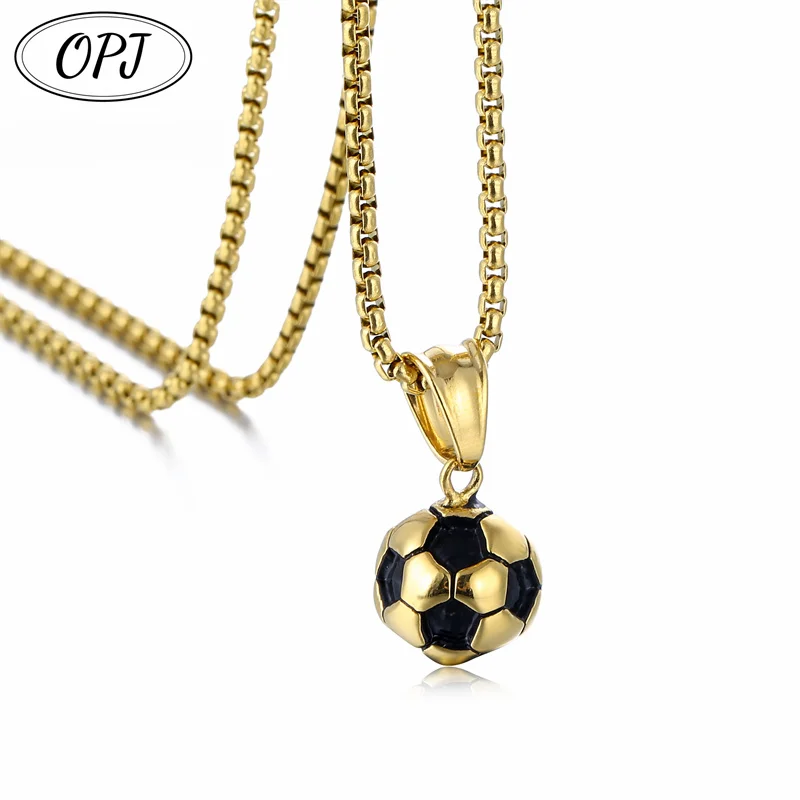 Sports Product Football Necklace with Stainless Steel Chain Necklace Football Boy's Gift Necklace for Men