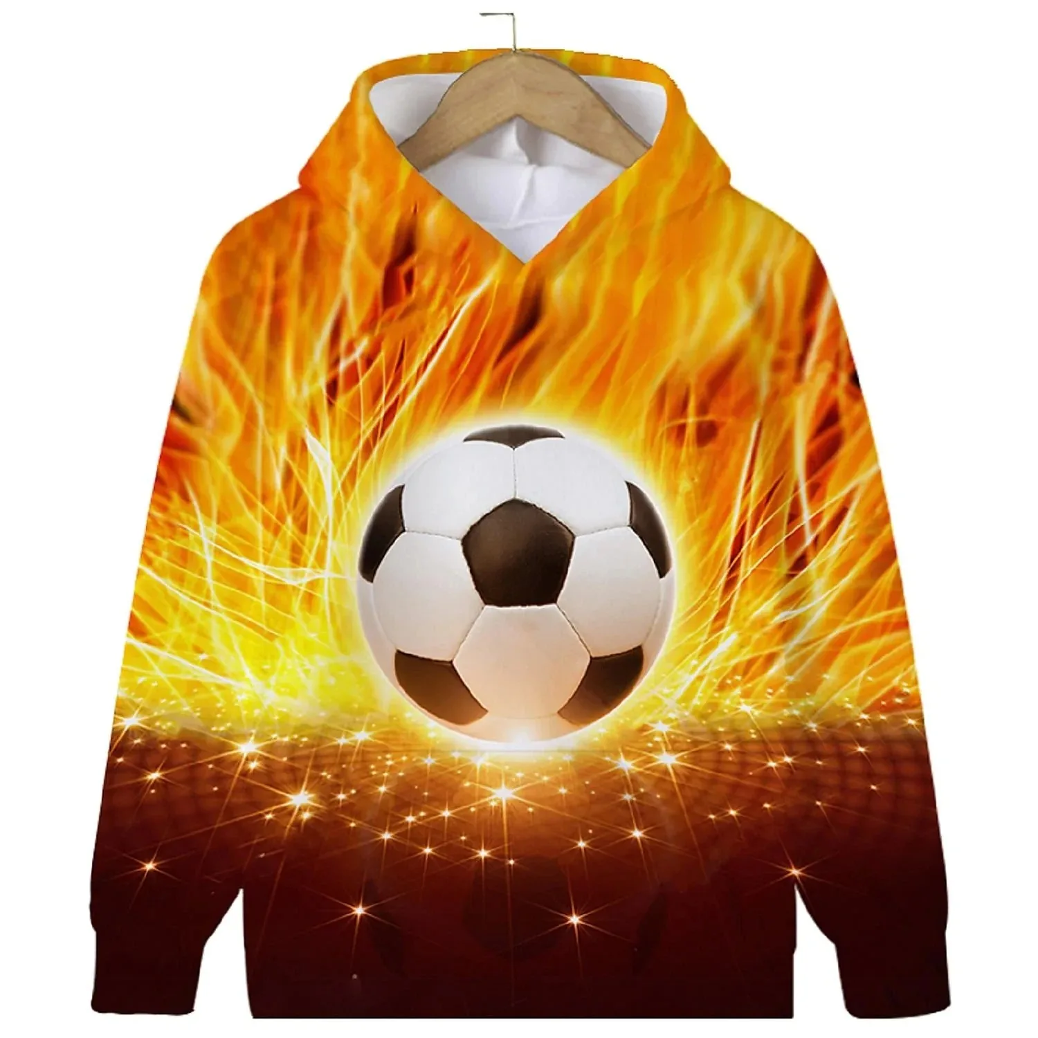 

Children Hoodies Pullovers 3D Football Print Sweatshirts Boys Girls Unisex Hooded Fashion Sweatshirts Kids Oversized Hoodie Coat