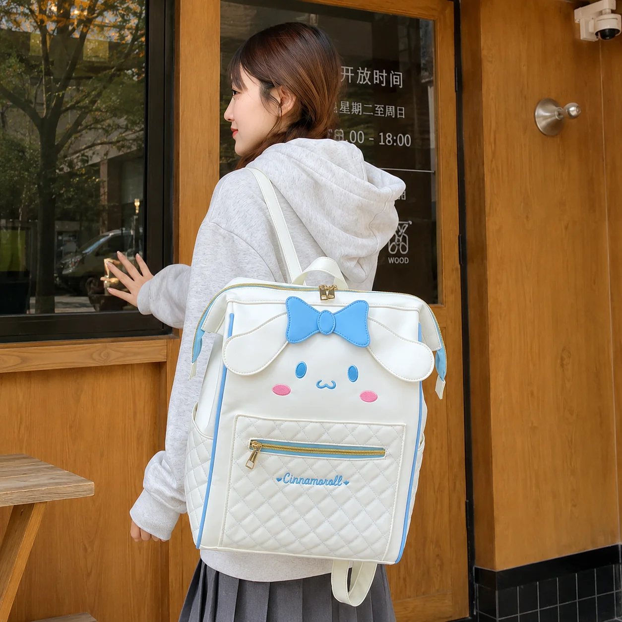 Kawaii Sanrio Backpack My Melody Kuromi Hello Kitty Cinnamoroll PU Leather Large Capacity Cute School Bag Women view 6