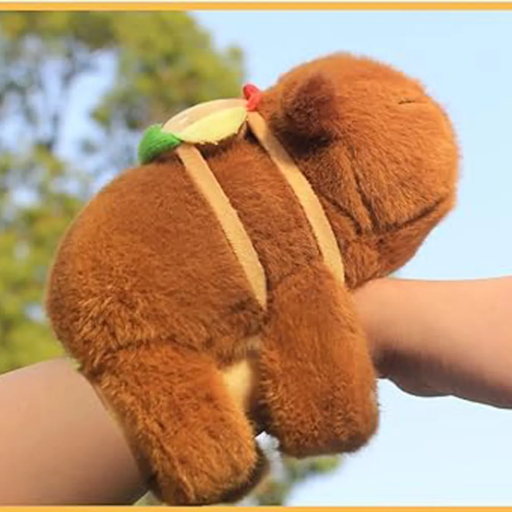 2 Stück süßer Capybara-Plüsch-Papa-Ring, weiches, mit Polyesterfaser gefülltes Tierspielzeug mit flauschiger Textur, flexibles Armband für alle Rassen