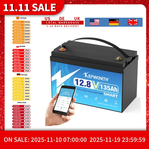 KEPWORTH 12V 135Ah LiFePO4 배터리 블루투스, 100A BMS, 캐러밴, 캠핑, 보트용 납산 배터리의 완벽한 교체