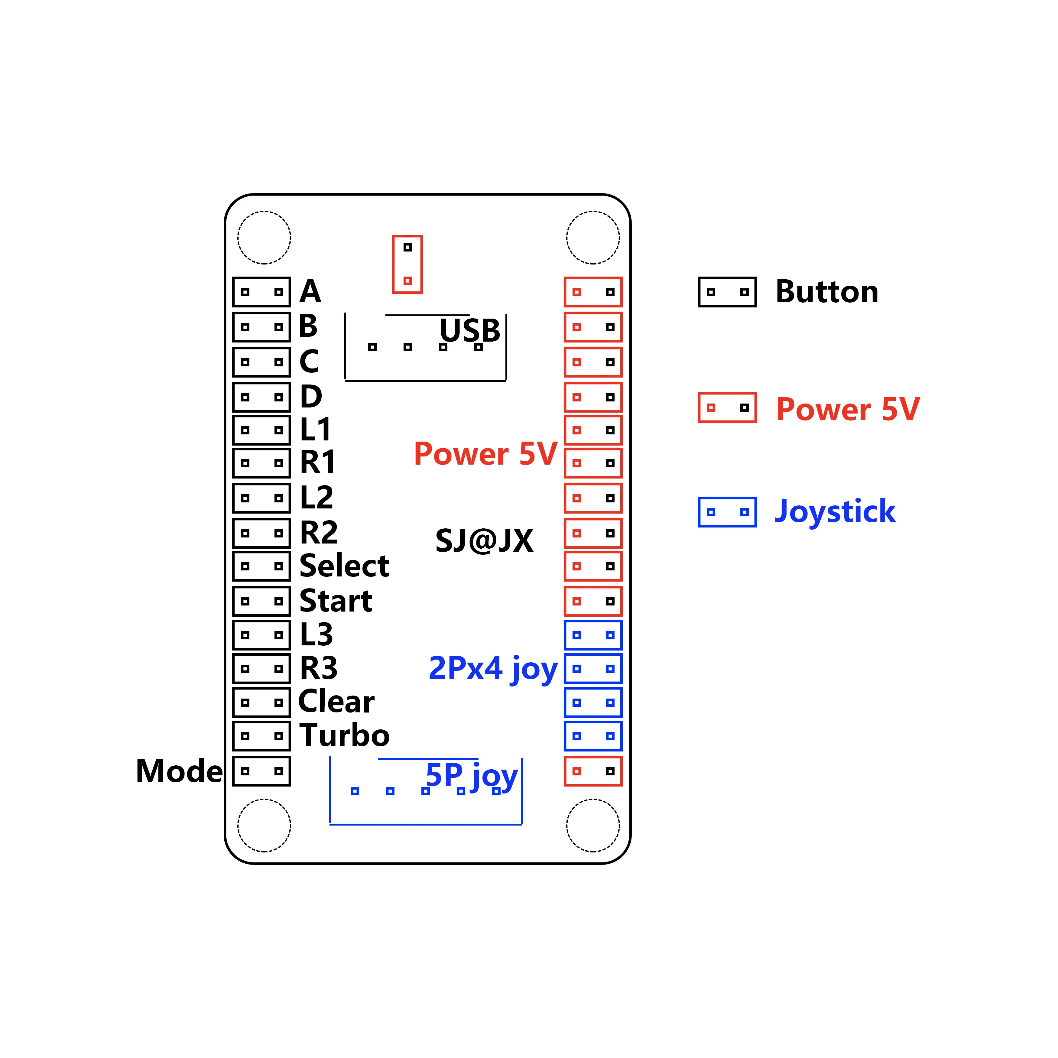 لعبة أركيد من SJ @ JX لوحة تشفير USB مزودة بضوء LED بدون تأخير عصا تحكم بزر تحكم كابل عصا تحكم لأجهزة الكمبيوتر MAME Raspberry Pi