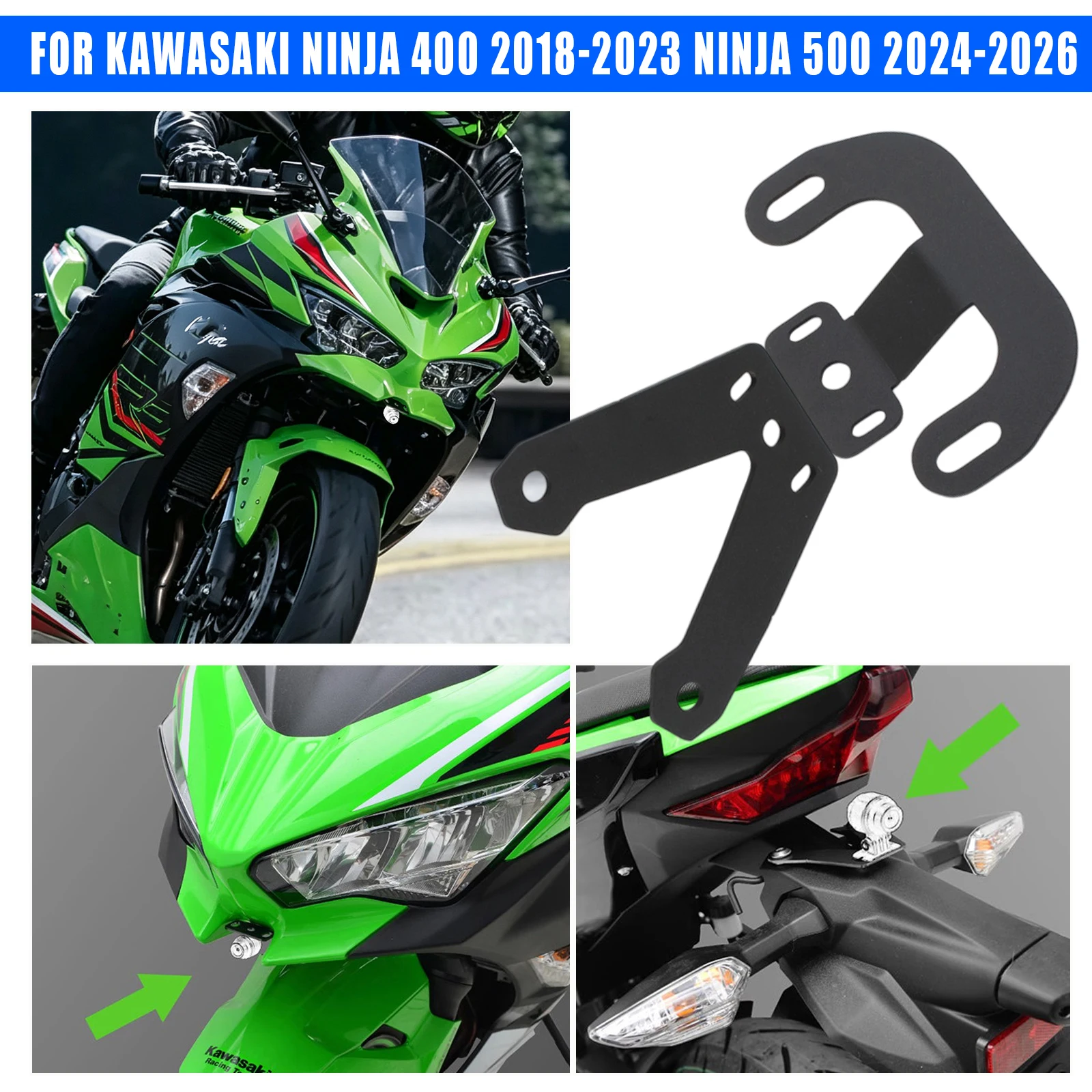 Motorcycle Front And Rear DVR Data Logger Navigation Bracket Holder For Kawasaki Ninja 400 2018-2023 Ninja 500 2024-2026