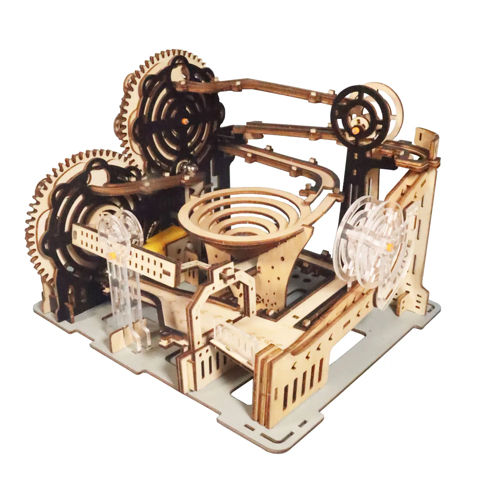 Electric 3D Wooden Puzzles Marble Run Model Kits Brain Teaser Puzzle DIY Handmade Christmas Gift