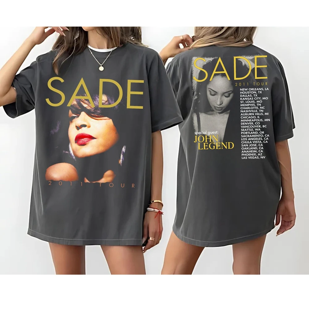 90s Singer S-Sade Print Graphic T Shirt Men Women Hip Hop Vintage Short Sleeve T-shirts  Cotton Oversized T-shirt Streetwear