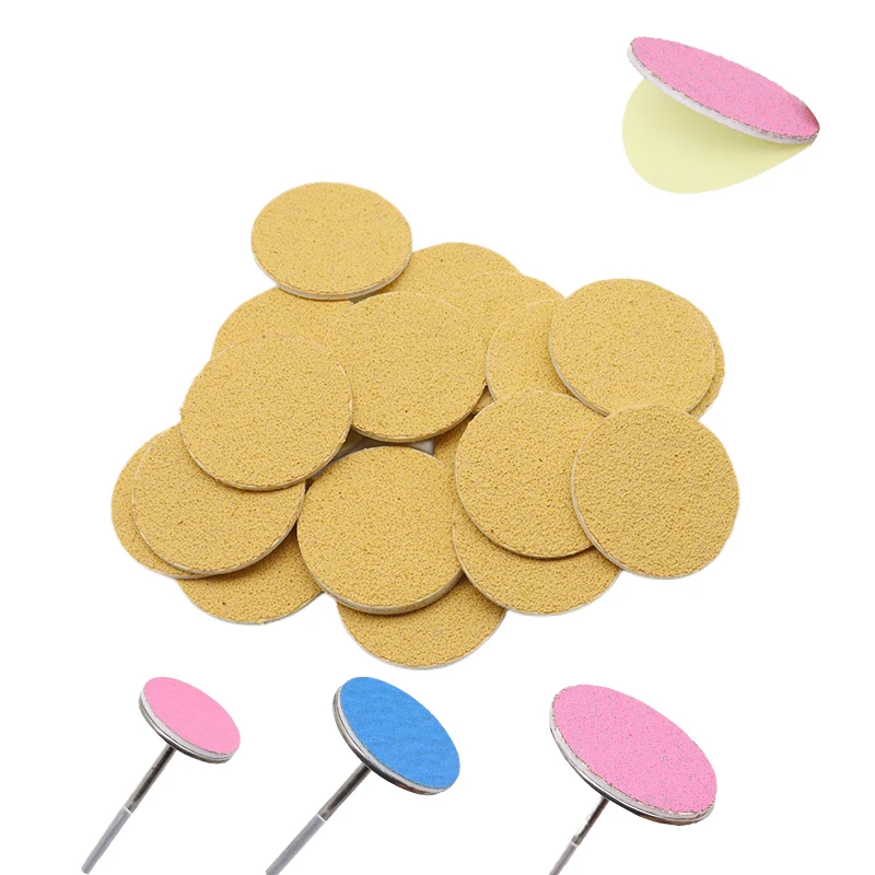 New~Yellow Sanding paper 50/pcs Pedicure Foot Care Tools 15mm 20mm 25mm 35mm nail drill bit Disk disc Salon Calluse Replaceable