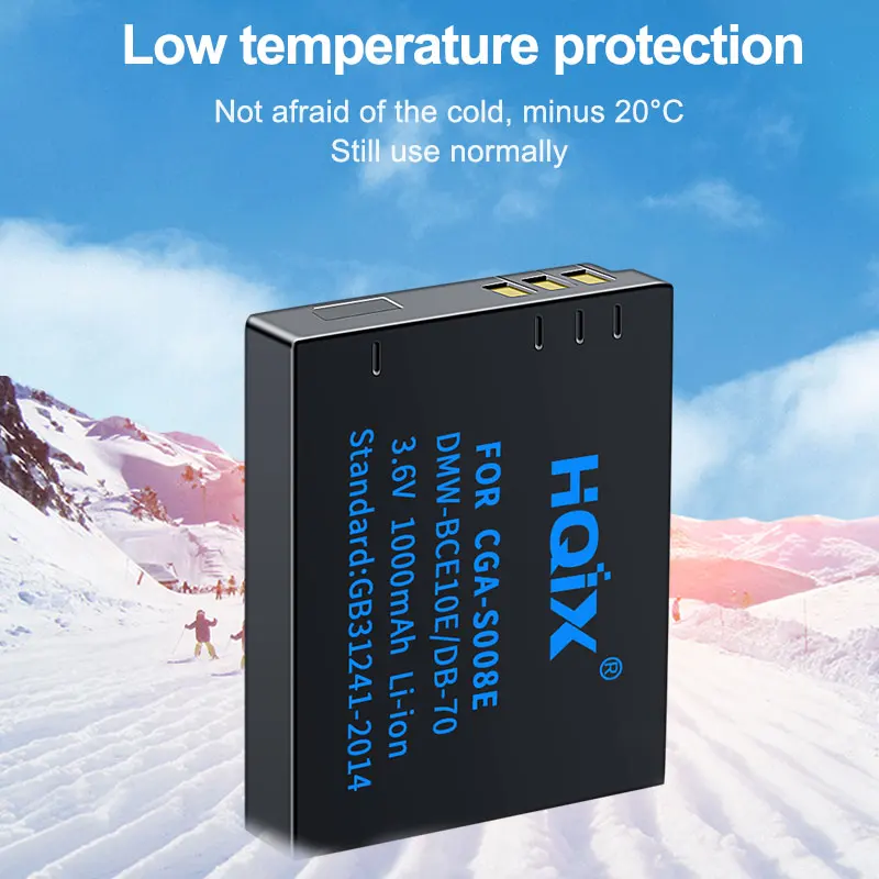 HQIX for Panasoinc SDR-S10 SW20 S15 S26 SW21 SW28 S7K S9 DMC-FX30 FX33 FS3 FS5 FS20 FX35 FX520  Camera CGA-S008E Charger Battery