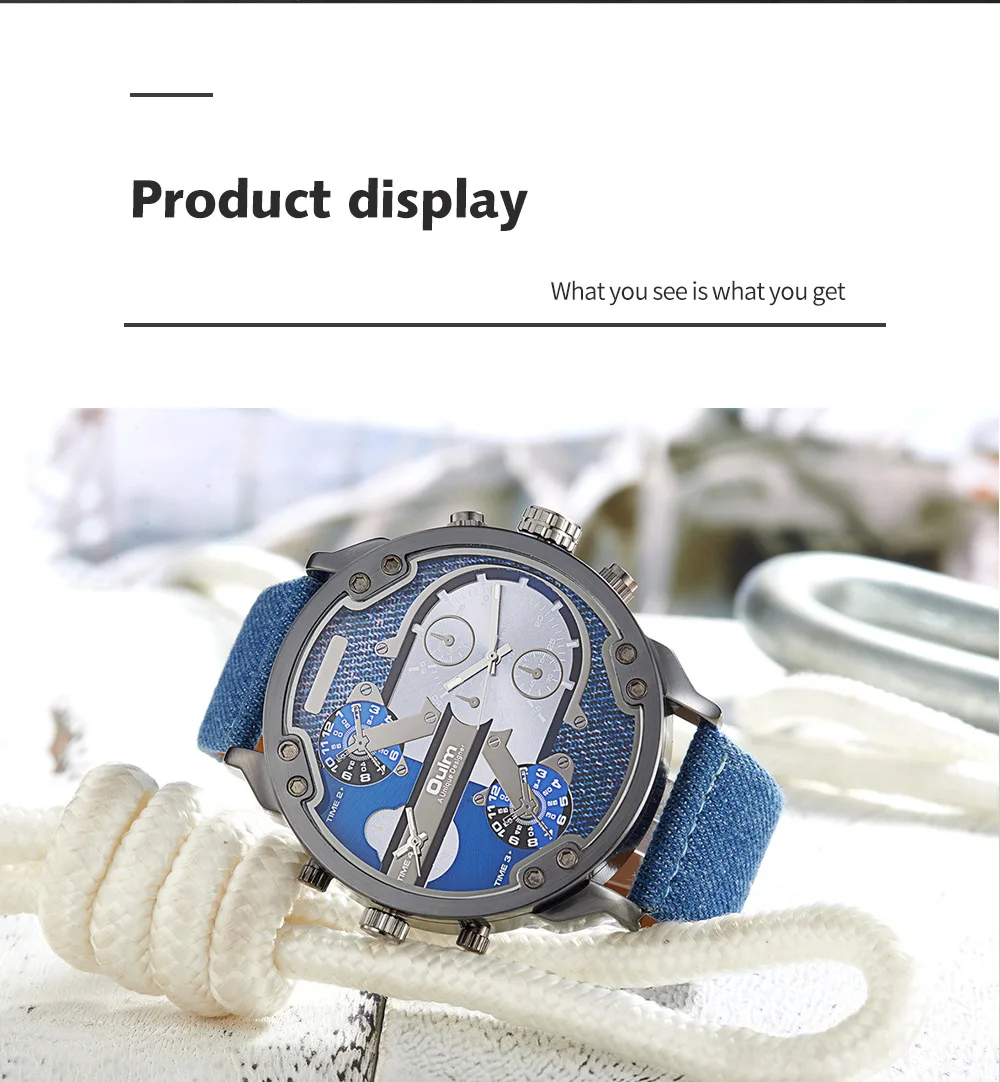 新しいメンズスポーツウォッチデュアルタイムエリアクォーツ時計大きなダイヤルベルトカジュアルメンズ腕時計