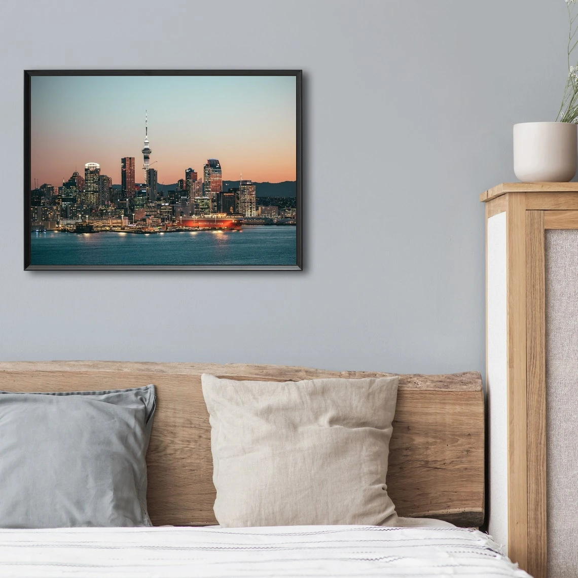 Auckland City Print, Art Poster, Urban city skyline Wall Art Print, sunset photography print from Auckland, New Zealand