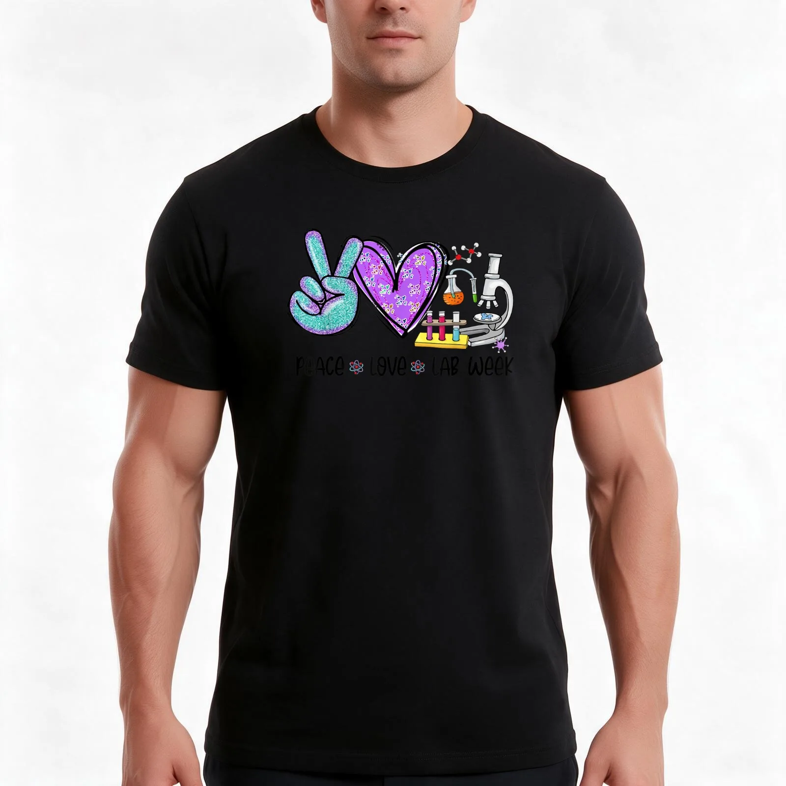Peace Love Lab Week 2022 Laboratory Tech Technologist T-Shirt, Summer Casual Cotton Tee, Oversized Streetwear Tops, 100% Cotton