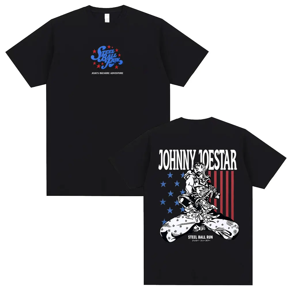 Japanese Anime JoJo's Bizarre Adventure Steel Ball Run Johnny Joestar Graphic Print T-shirts Men Manga Fashion Oversized T Shirt