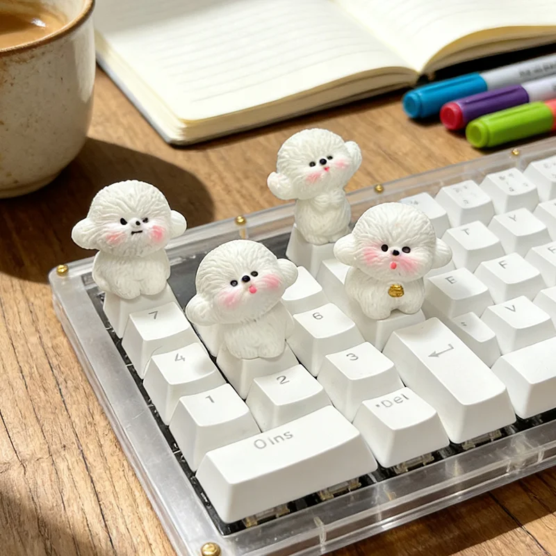 Plush dog keycaps D I Y handmade custom ESCR4 cross axis mechanical keyboard personalized creative keycaps