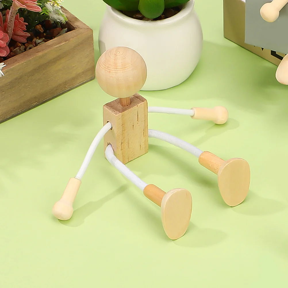 8pcs Wooden Toys Unfinished Peg Dolls Craft Kits Natural Wood Blank Creative Fun Educational Play Safe Children Motor Skills