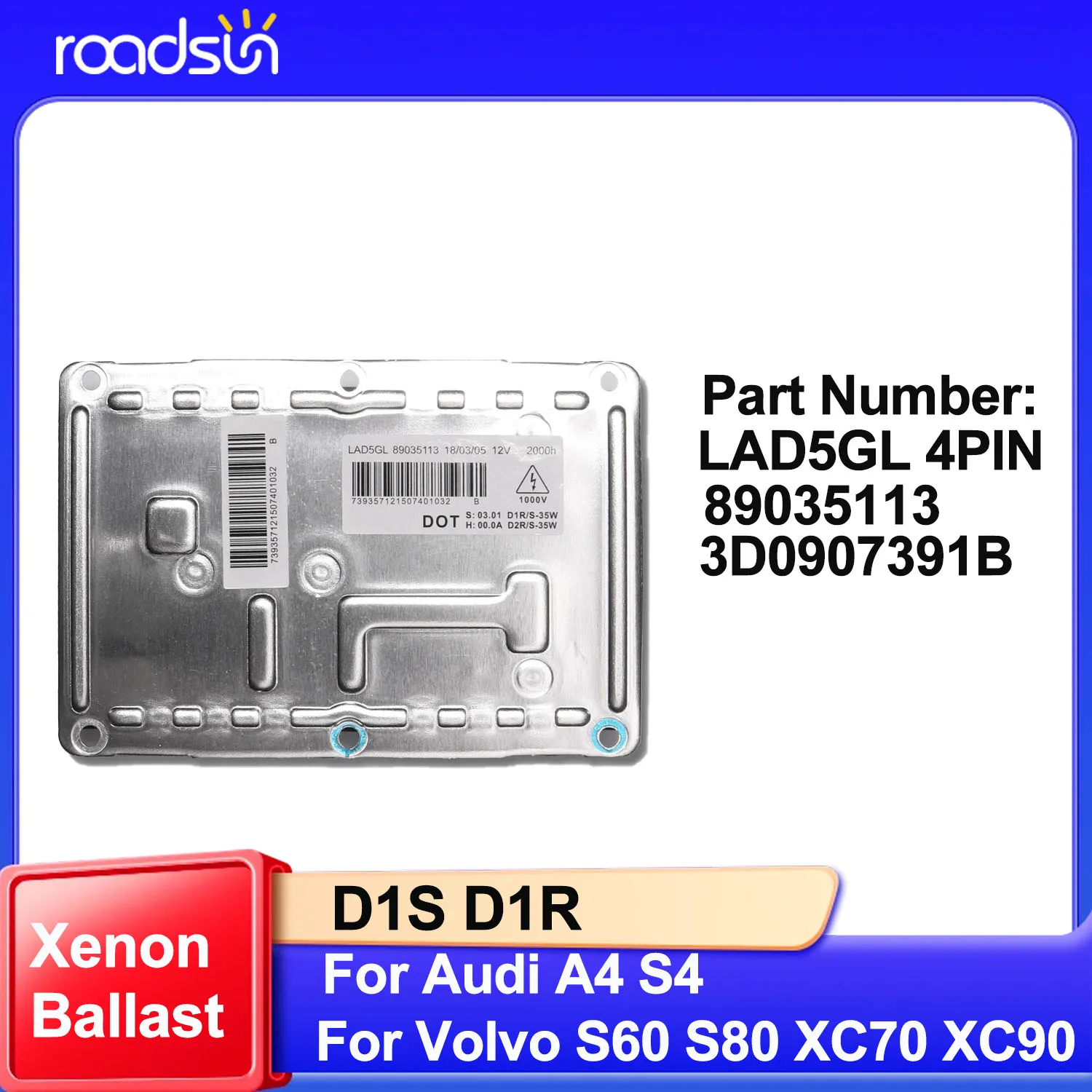 D1S D1R Xenon Headlight Control Unit Ballast 89035113 3D0907391B for VW Passat for Audi A4 S4 for Volvo S60 S80 LAD5GL 4Pin