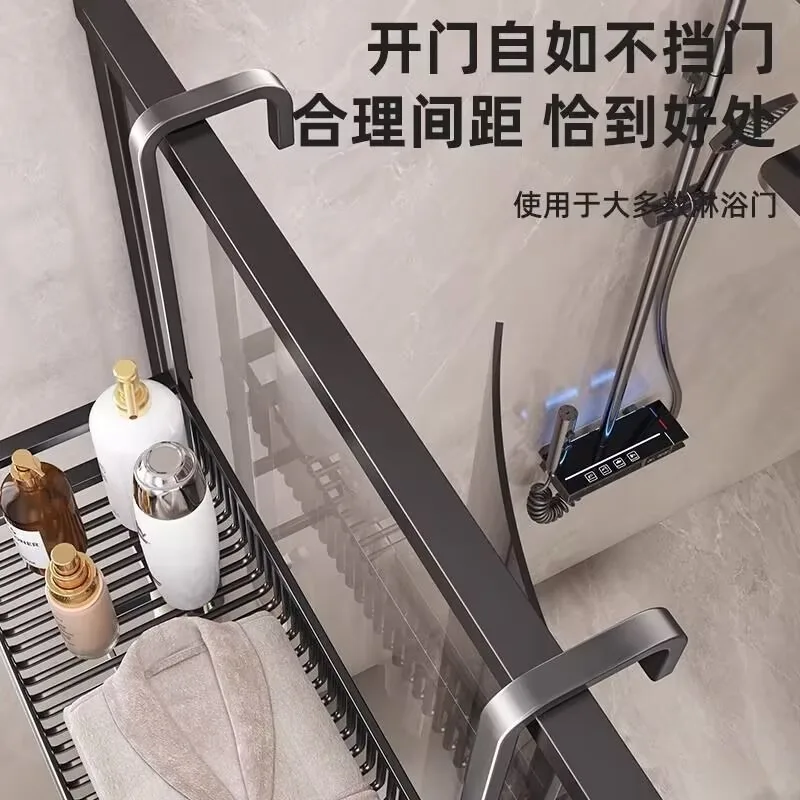 For Shower Room Towel Rack No Punching Glass Door Bath Towel Rack Bathroom Toilet Rack Household