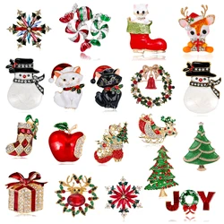 New Year Christmas Brooch, High Quality Rhinestone Christmas Snowman, Elk, Christmas Boots, Christmas Tree Pin Gift Jewelry