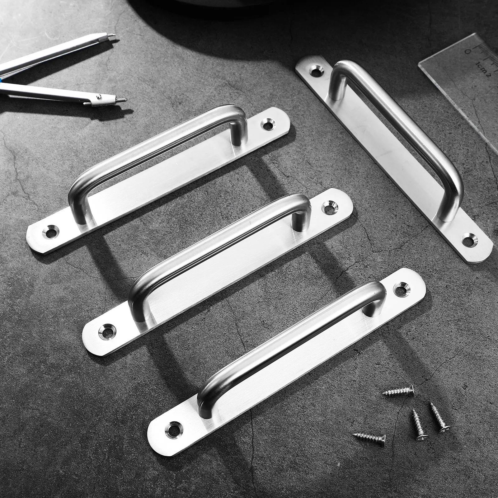 4Pcs Easy Install Aluminium Alloy Door Handles for Cabinets Closets Wardrobes Sliding Doors Garage Cupboards Interior Exterior