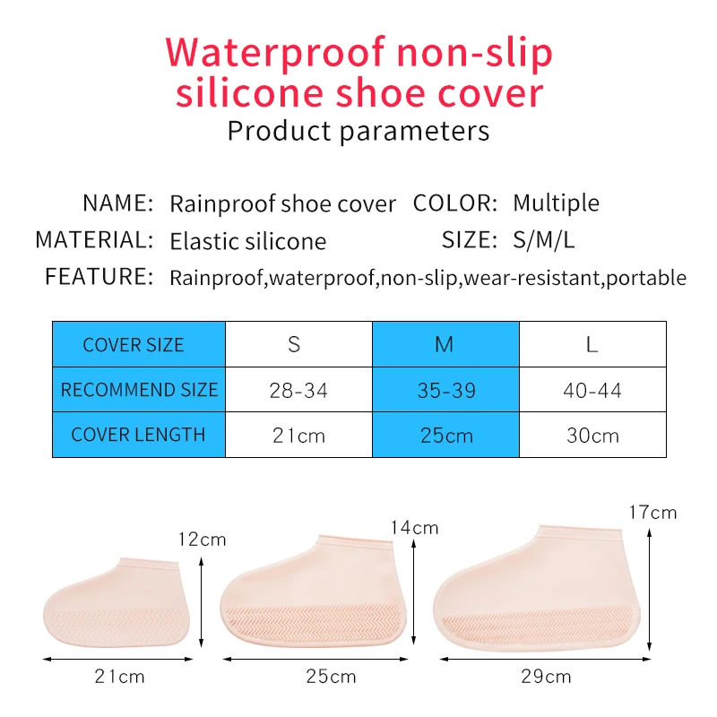 Unisex Silicone WaterProof Shoe Covers Reusable Rain Shoe Covers Unisex Shoes Protector Anti-slip Rain Boot Pads for Rainy Day