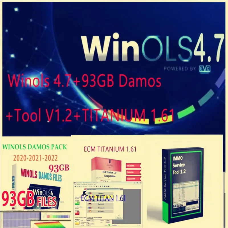 Latest Winols 4.7 Software+93GB Damos Files+ECM TITANUM 26100+Immo Repair Tool V1.2+Installation Video Guide