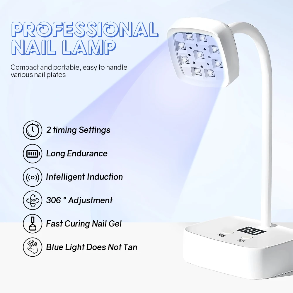 Mini UV LED-nagellamp Oplaadbaar 27 W UV-licht voor gelnagels Draadloze draagbare nageldroger 360 ° Draaibare Poolse uithardingslamp
