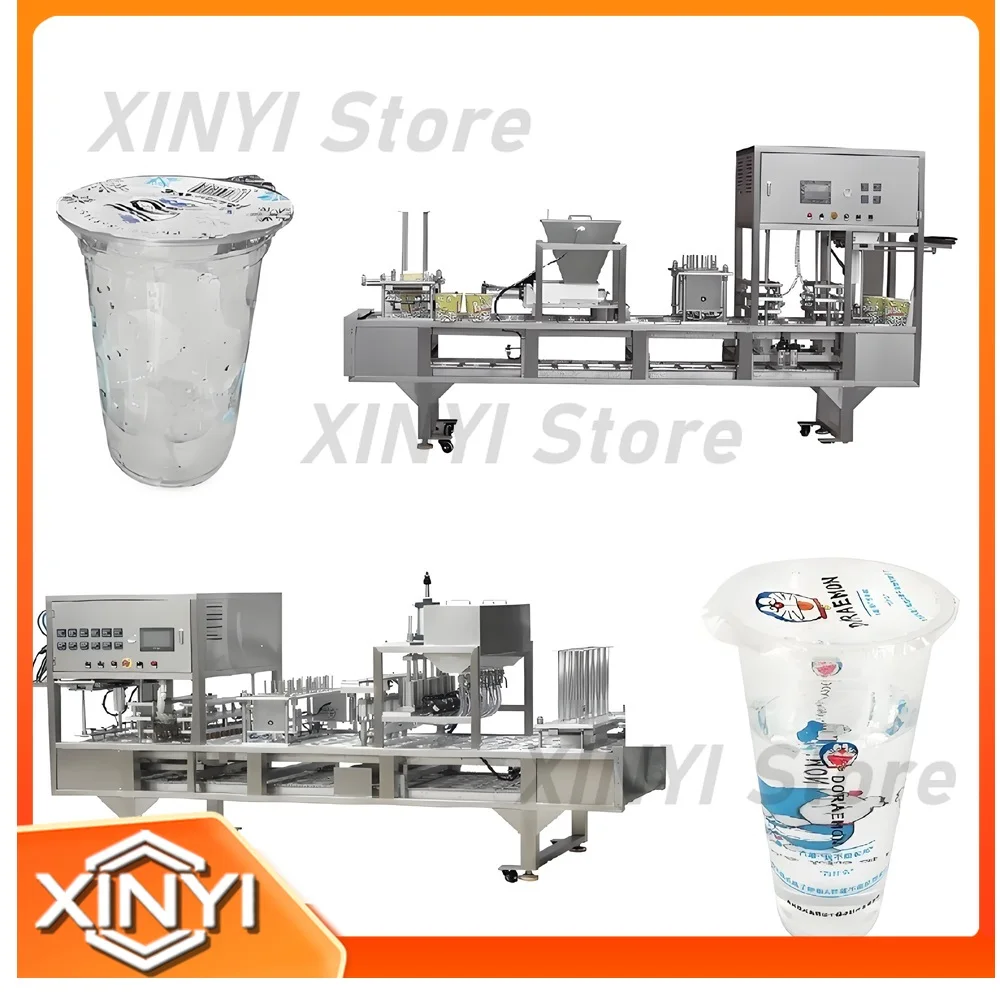 Ice Cube Cup Filling Sealing Machine for Pre-made Cups Automatic Cup Filler Sealer for Beverage Packaging Food Grade