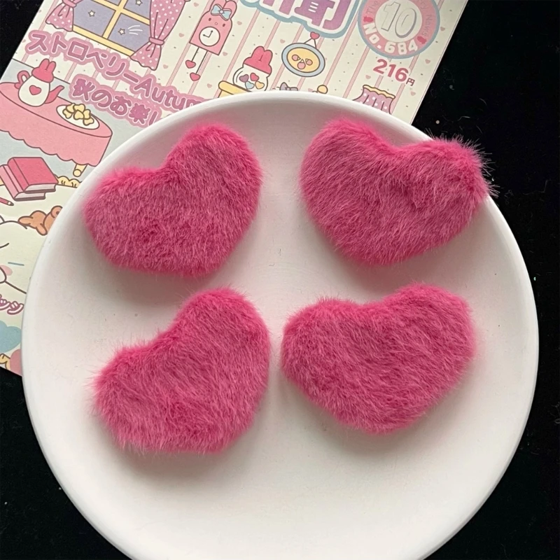 Plush Heart Shape Hair Clip Halloween Costume Headwear for Women Birthday Party Carnivals Theme Non-slip Hairpin M6CD