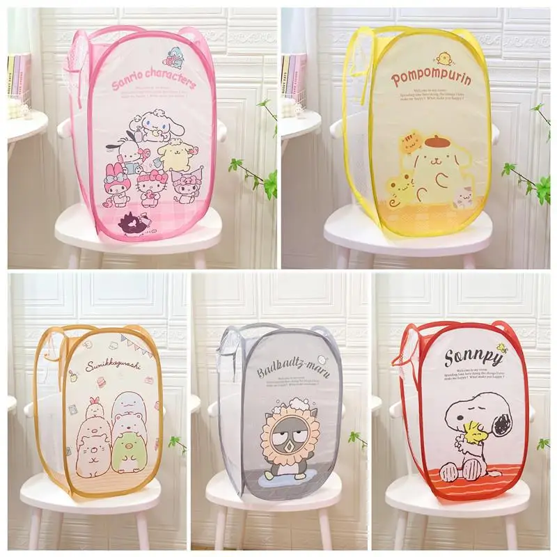 Sanrio Kawaii Hello Kitty Anima Fold Storage Basket Cute Sweet Cinnamoroll My Melody Cartoon Laundry Basket Gifts For Girls