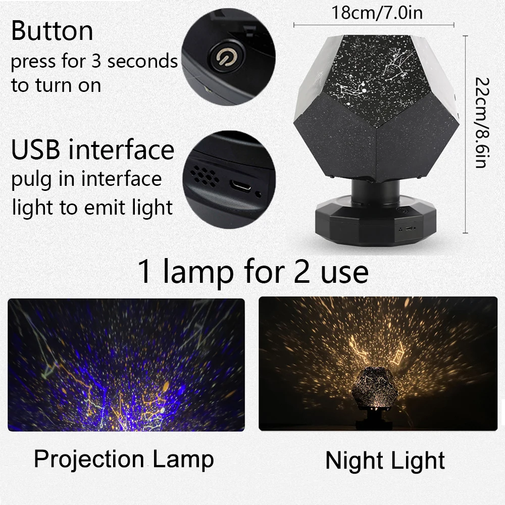 Star Projector Constellation Starry Sky Projector Christmas Gift Led USB Charging Lamp Children\'s Night Light Room Decoration