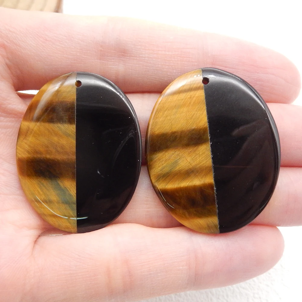 

Natural Tiger's Eye,Obsidian Gemstone beads Intarsia Earrings ,Gemstone Pendant Beads for Jewelry Making