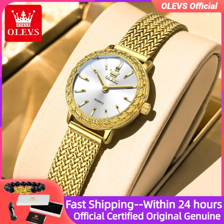 

OLEVS 5643 Кварцевые часы женские элегантные маленькие золотые часы из нержавеющей стали 30 м водонепроницаемые женские наручные часы