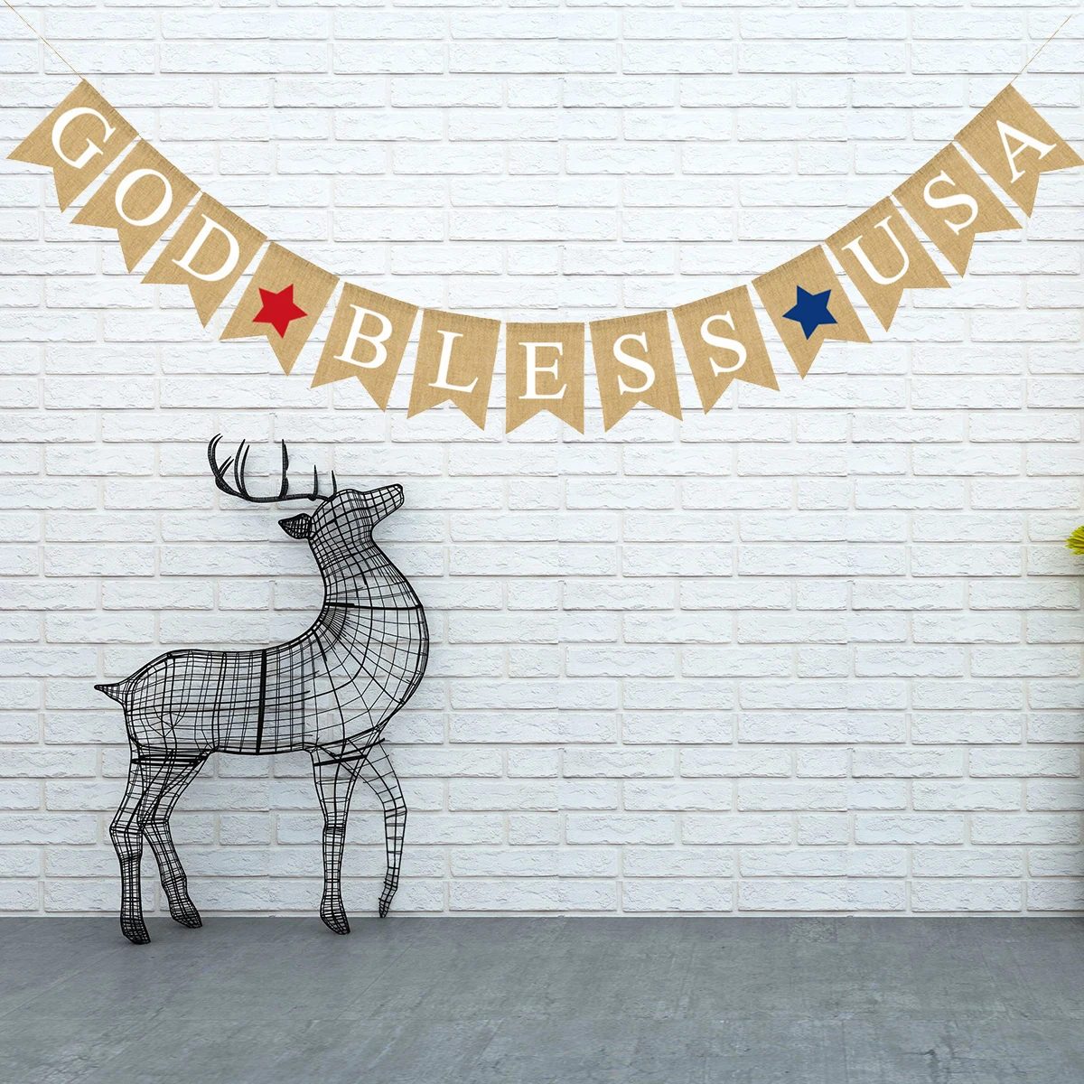 

2 .8M Swallowtail Flag Usa Garland Garlands Banners Linen Bunting