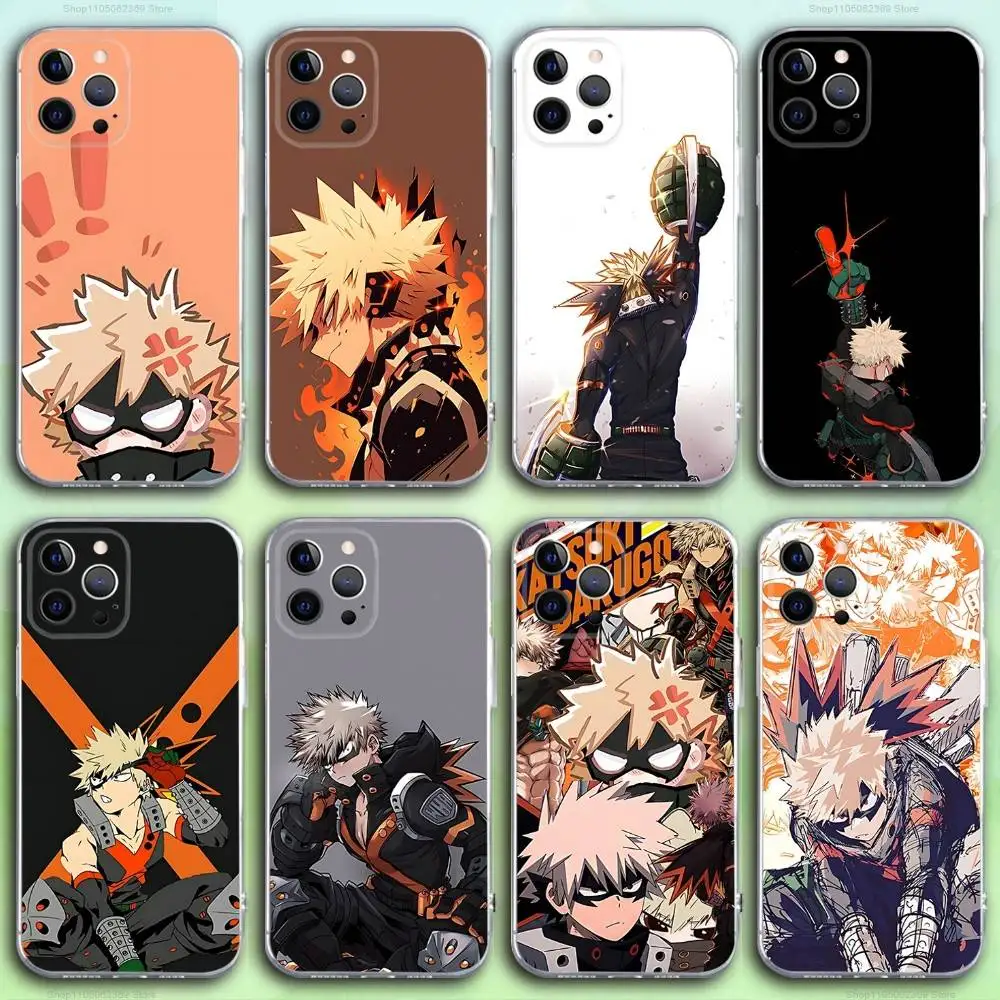 

K-Katsuki My Hero B-Bakugo Phone Case For iPhone 16,15,14,13,12,11 Pro,Max,Plus,X,XS,XR,SE4,E Mini Transparent Soft Cover