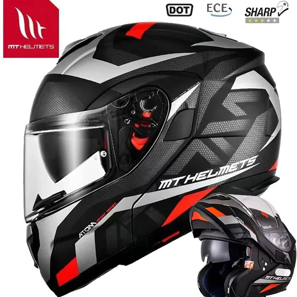 Spanje MT ATOM SV Flip Up Motorhelm ECE DOT Certificering Dual Len Off-Road helm Cascos para motos Capacetes Casco moto