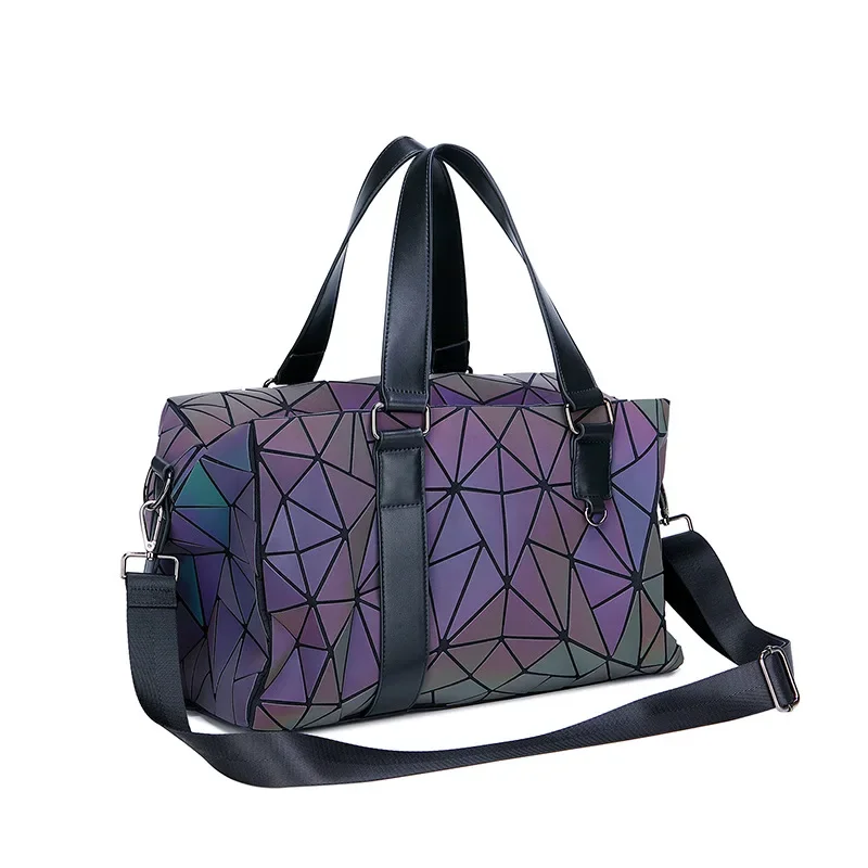 Bolsas de equipaje de viaje geométricas luminosas para mujer, bolso de mano de viaje, bolso de fin de semana, bolso de hombro de gran capacidad, 2024