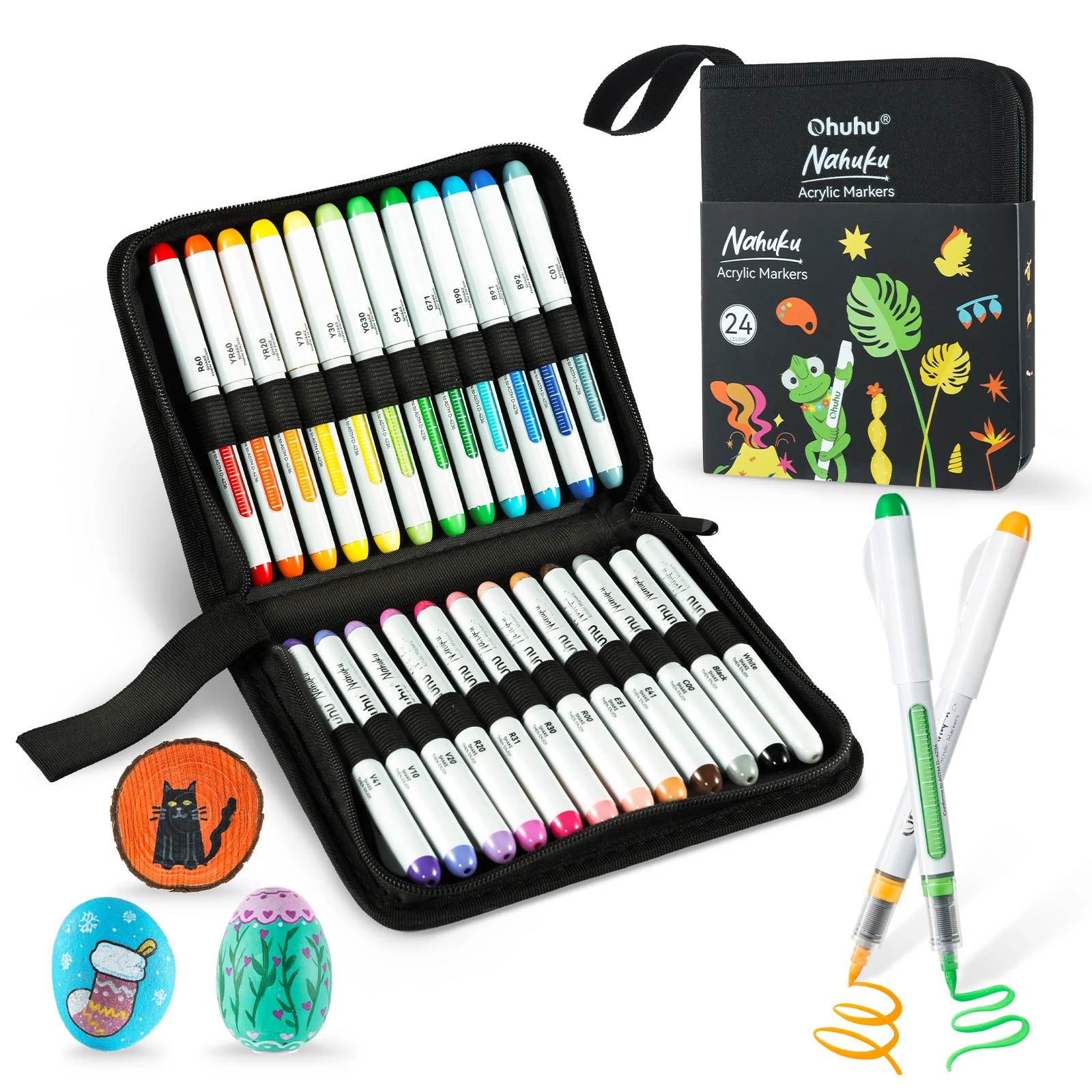 Ohuhu Nahuku Direct-inkt acryl markers Acrylverf markers Directe vloeistof Flexibele borstelpunt Hoge opaciteit verfpennen Lichtecht