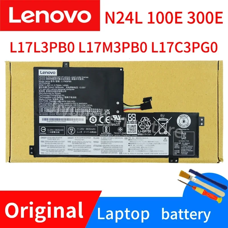 

New Lenovo Original N24L 100E 300E L17L3PB0 L17M3PB0 Original Built-in Notebook Battery L17C3PG0 11.25V 42W/3635mAh