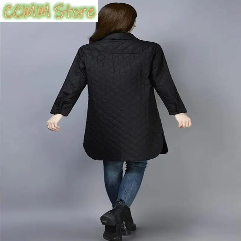 New 5Mid length  women parkas  Korean  Autumn Winter Fashion leisure Warm Rhombic Lattice Versatile Women parkas Outerwear