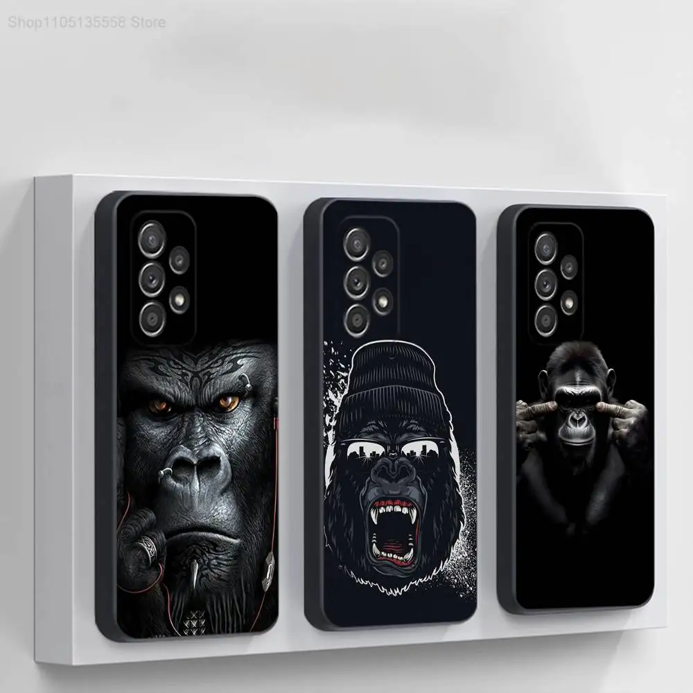 

Monkey Gorilla Art Design Phone Case For Samsung S 25,24,23,22,30,21,10,9,Ultra,Plus,Lite,FE,4,5G Black Soft Case